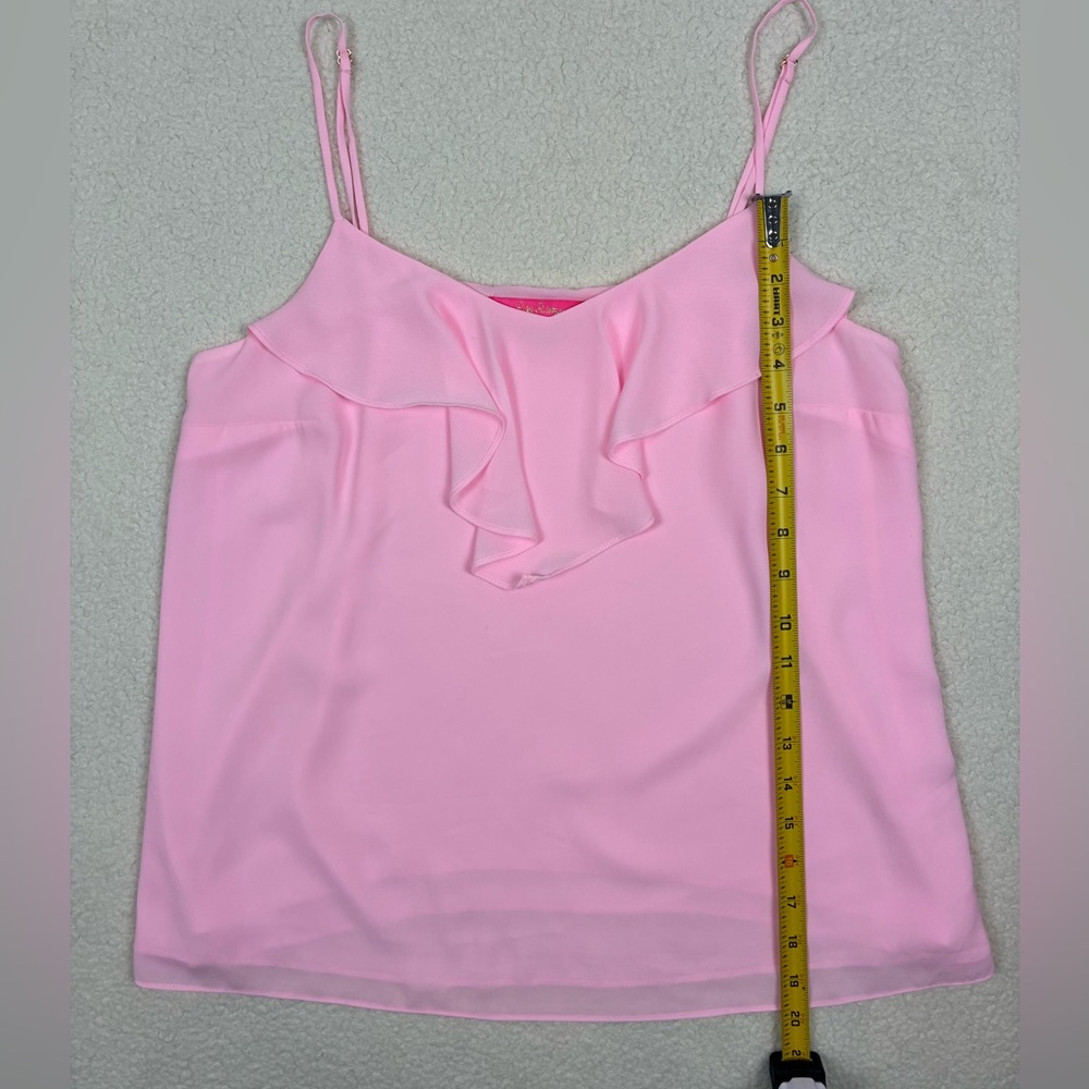 NWOT Lilly Pulitzer Karmen Cami Tank Top Light Pink Ruffle Neckline Sz Medium - Picture 4 of 7
